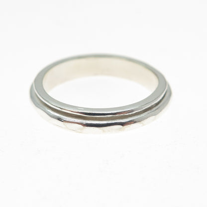 925 Sterling Silver Vintage Hammered Rotating Band Ring Size 7