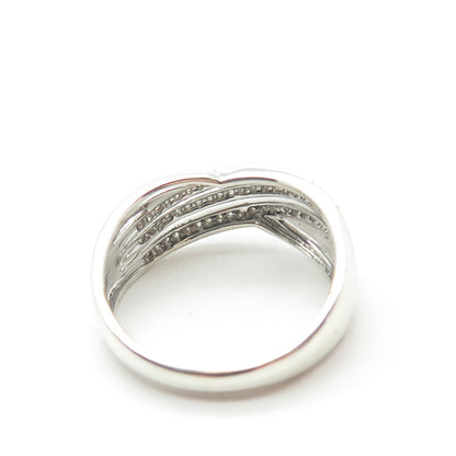 KN KAJAL NAINA 925 Sterling Silver Real Round-Cut Diamond Ring Size 11.25