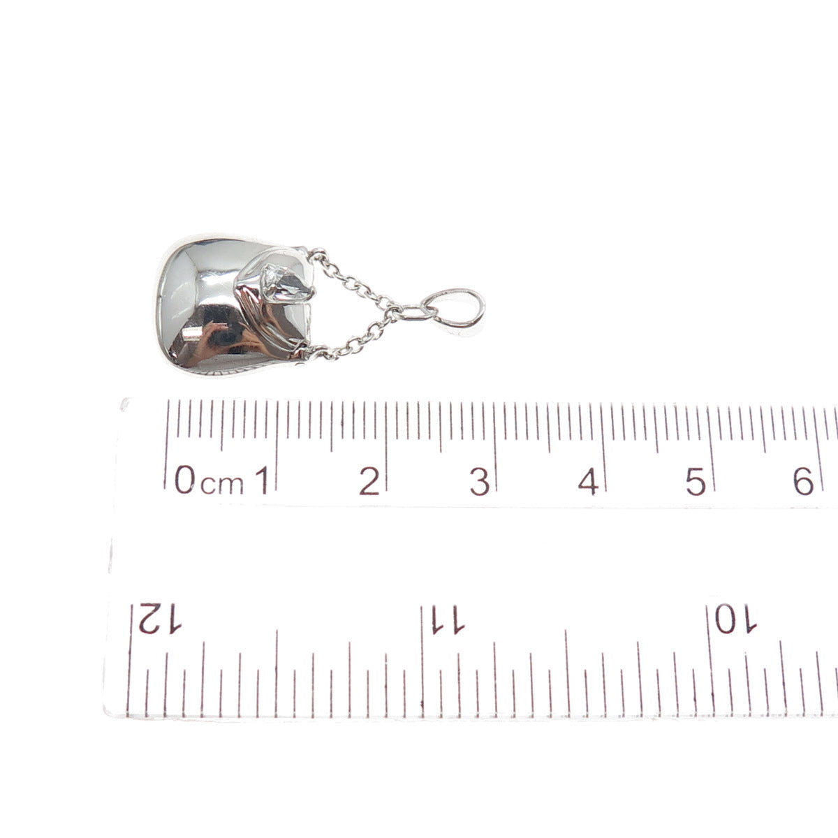 925 Sterling Silver Pear-Cut C Z Ladies Purse Locket Charm Pendant