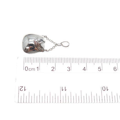 925 Sterling Silver Pear-Cut C Z Ladies Purse Locket Charm Pendant