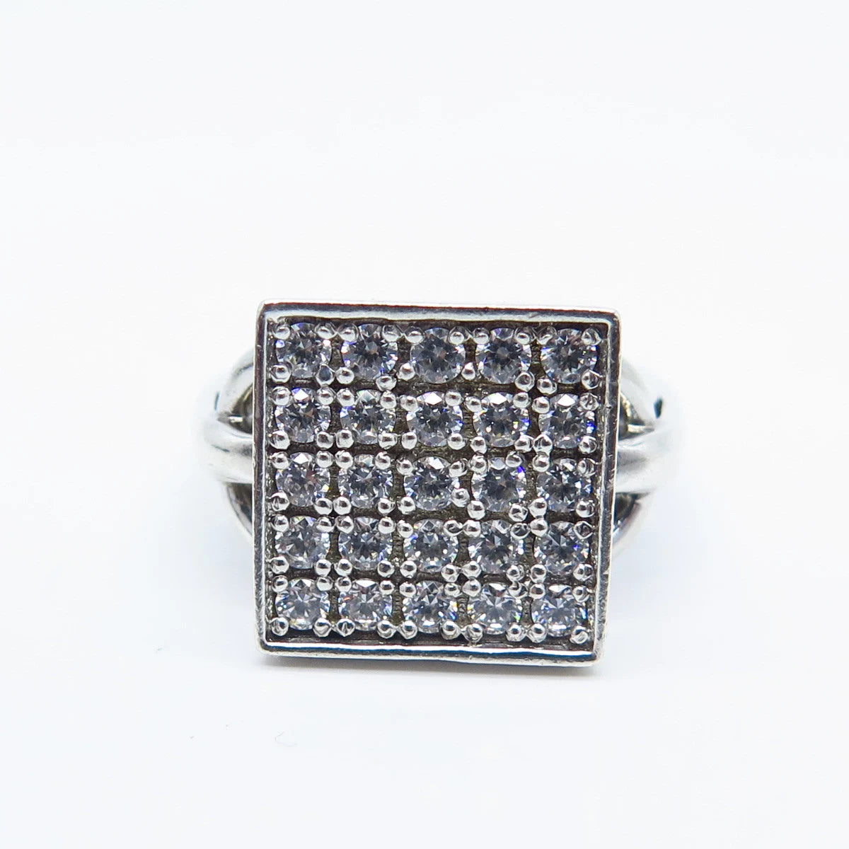 925 Sterling Silver Vintage Gems en Vogue Pave C Z Ring Size 6.75
