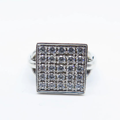 925 Sterling Silver Vintage Gems en Vogue Pave C Z Ring Size 6.75