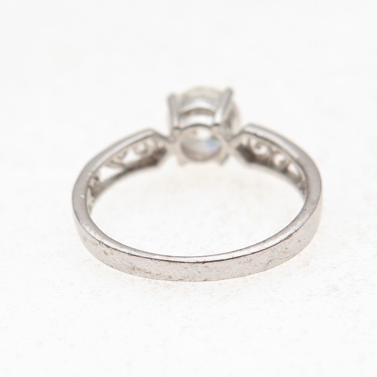 Chapal Zenray 925 Sterling Silver Round-Cut C Z Engagement Ring Size 6.75