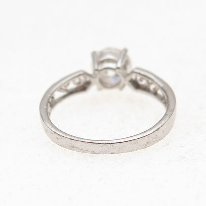 Chapal Zenray 925 Sterling Silver Round-Cut C Z Engagement Ring Size 6.75