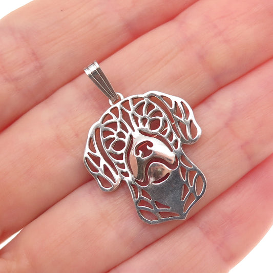 925 Sterling Silver Vintage Puggle Dog Charm Pendant