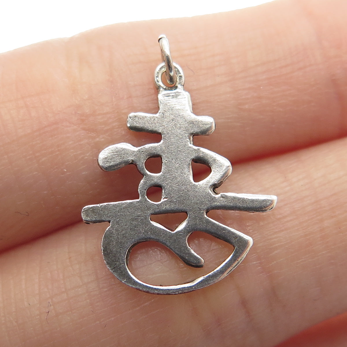 925 Sterling Silver Antique Art Deco Chinese Character Charm Pendant