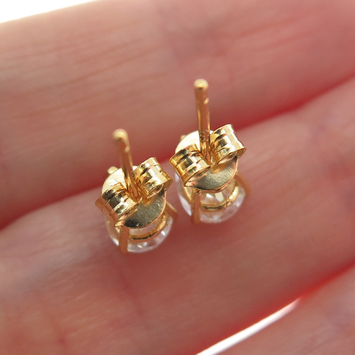 925 Sterling Silver Gold Plated Pear-Cut C Z Teardrop Stud Earrings
