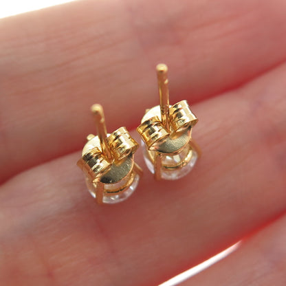 925 Sterling Silver Gold Plated Pear-Cut C Z Teardrop Stud Earrings