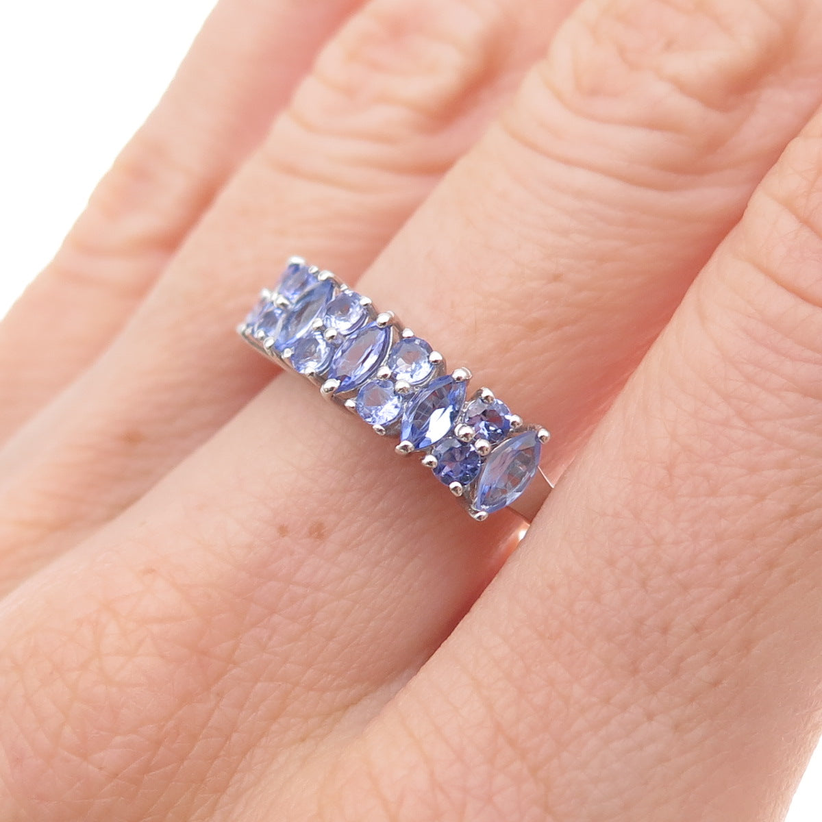 Chuck Clemency 925 Sterling Silver Real Multi-Cut Tanzanite Ring Size 8.25