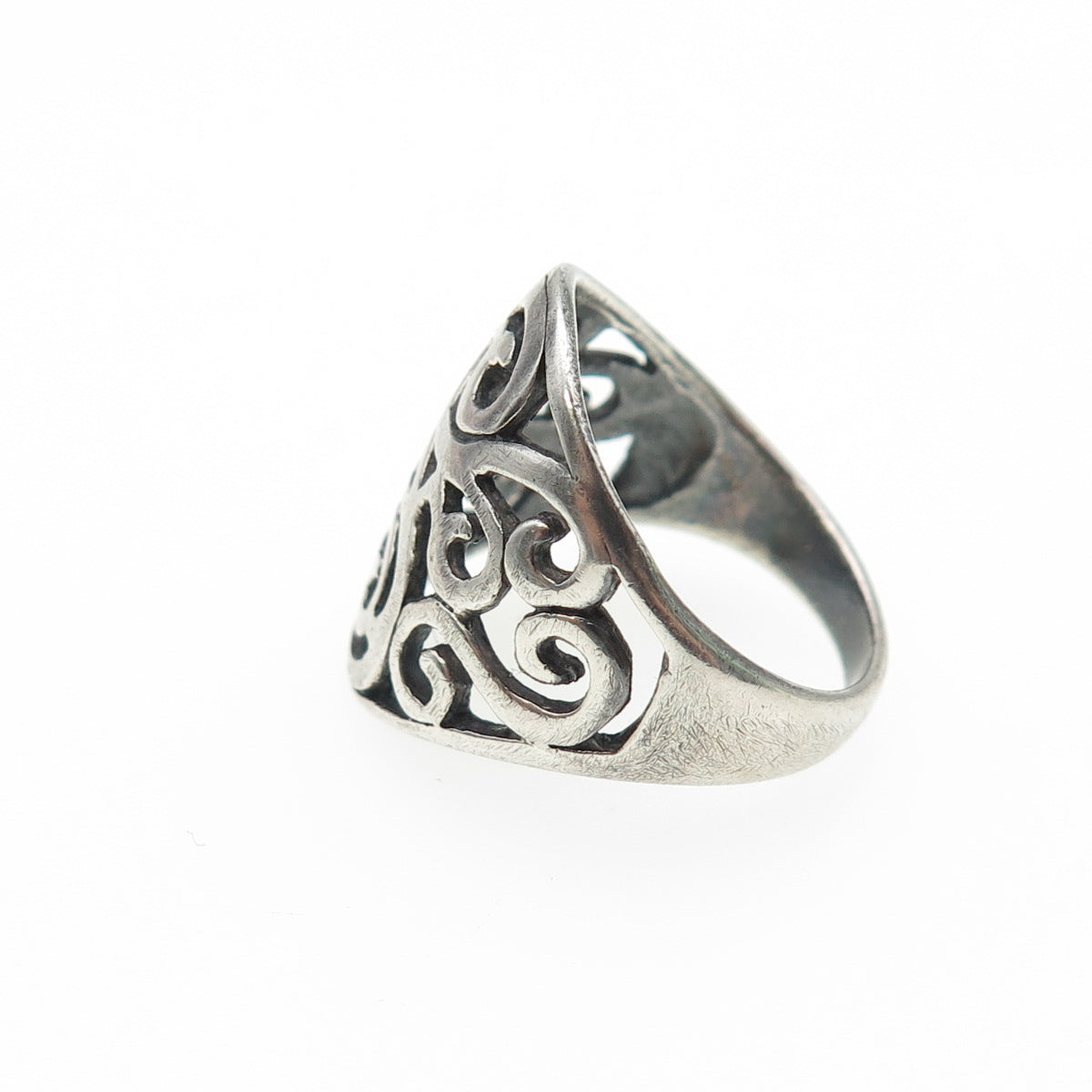 CHARLES WINSTON 925 Sterling Silver Vintage Modernist Swirl Oxidized Ring Size 5