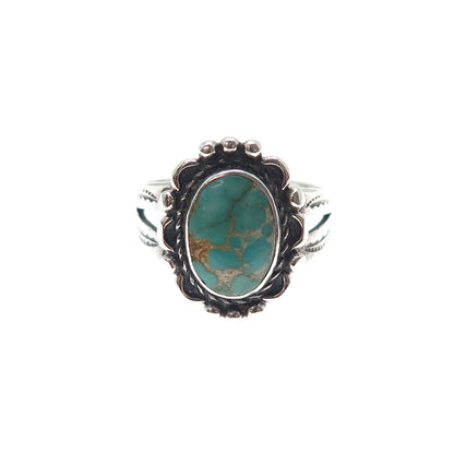 Old Pawn 925 Sterling Silver Vintage Southwestern Kingman Turquoise Ring Size 5