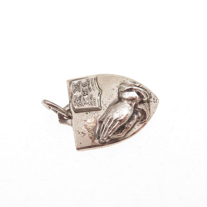 Hayward 925 Sterling Silver Antique Art Deco Prayer Hands Baptist Charm Pendant