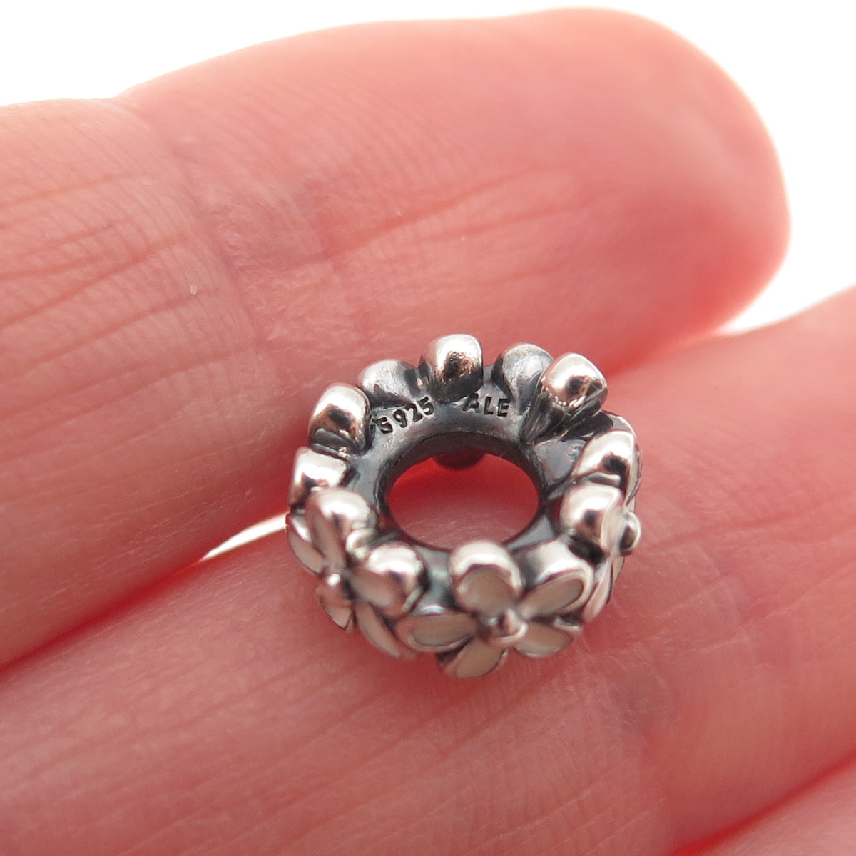 Pandora 925 Sterling Silver Enamel Darling Daisies Slide Spacer Charm