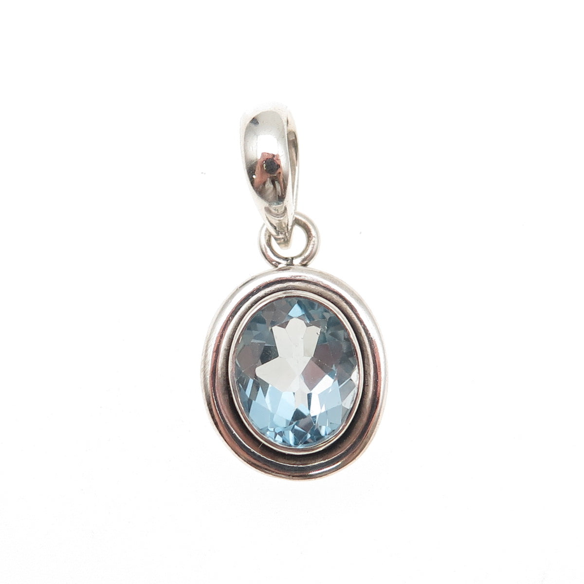Silpada 925 Sterling Silver Vintage Real Oval-Cut Blue Topaz Charm Pendant