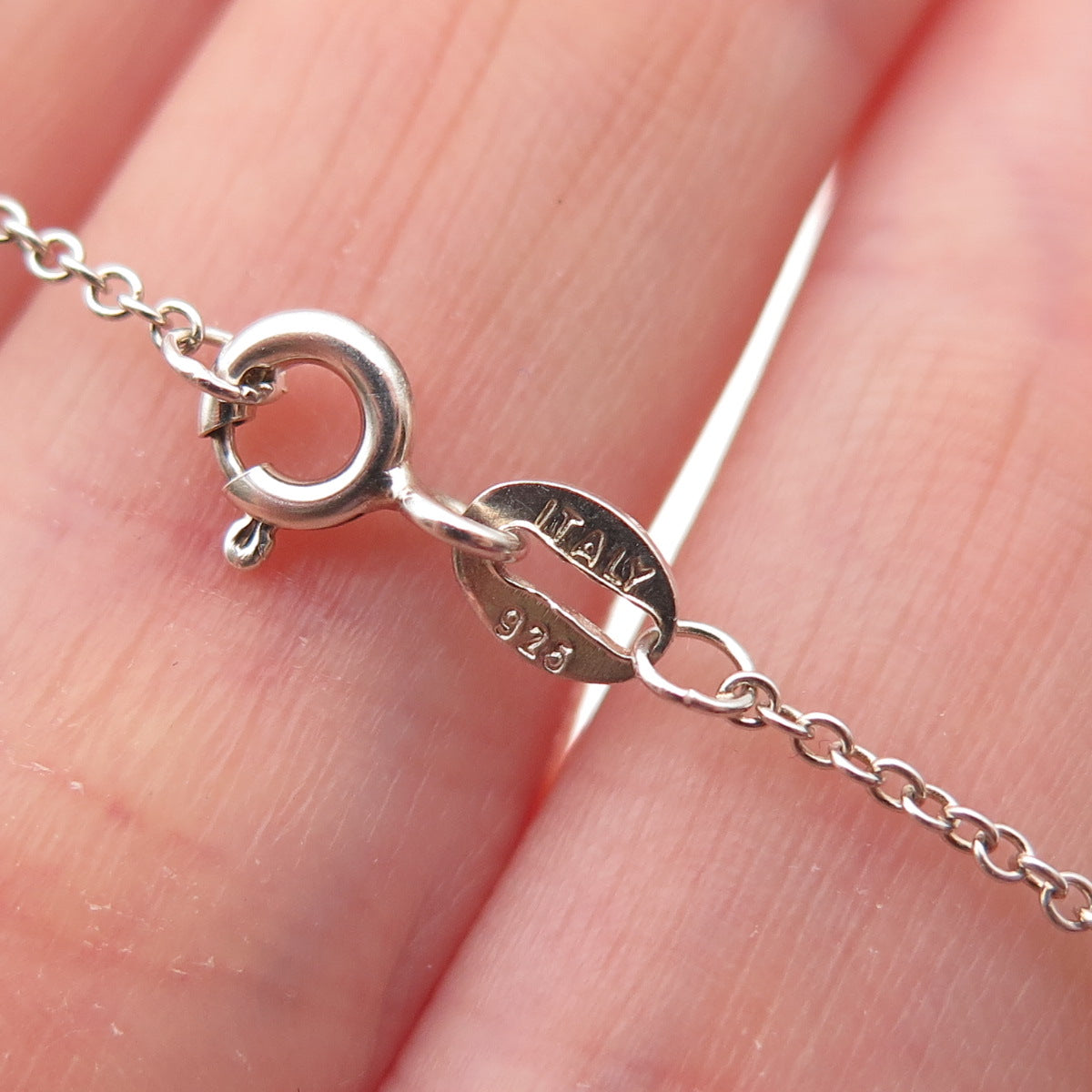 925 Sterling Silver Real Round-Cut Diamond Heart Cable Chain Necklace 18"