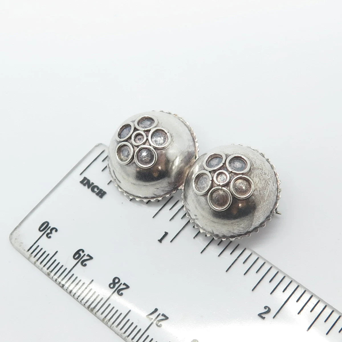 925 Sterling Silver Vintage Multi-Circle Button Pin Brooch