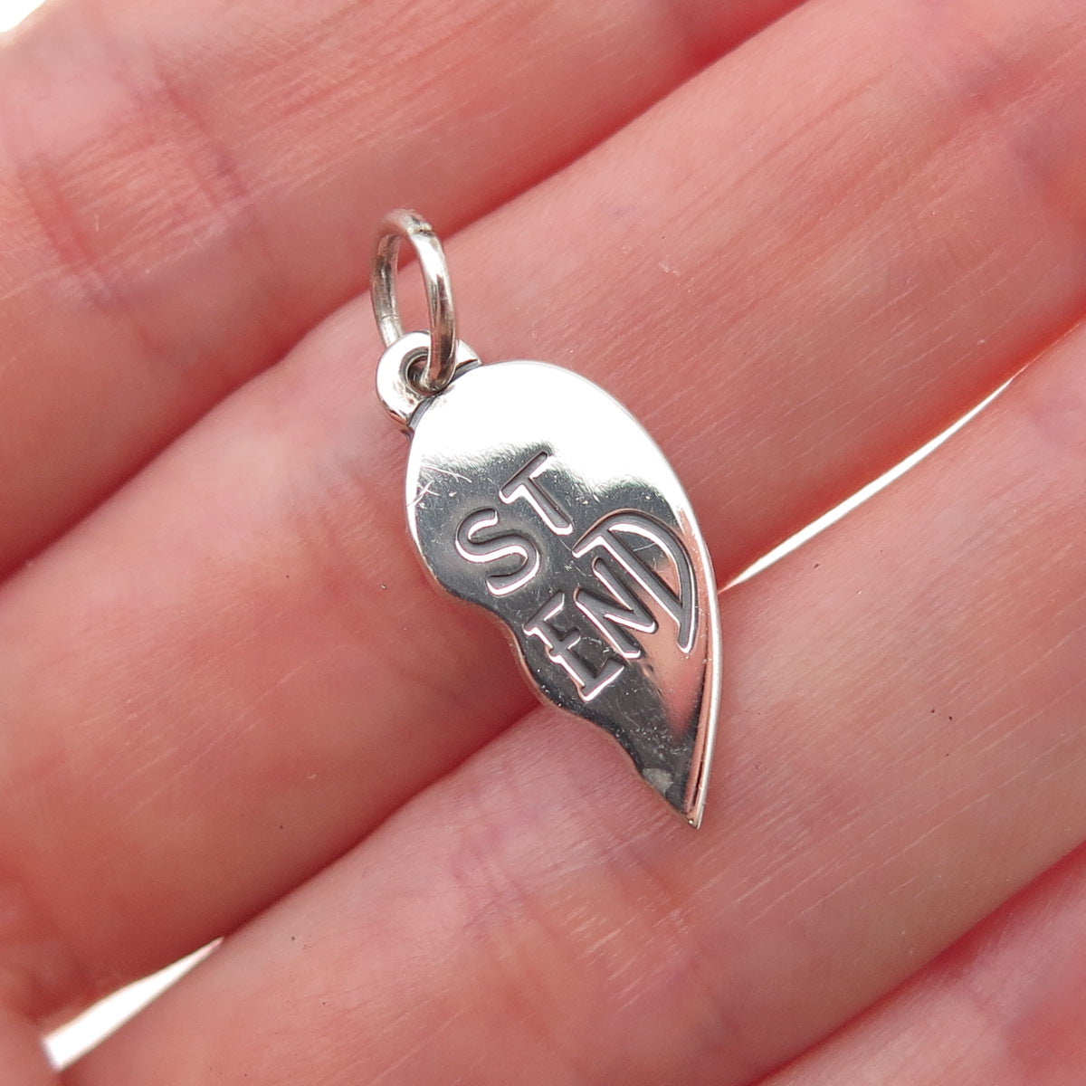 James Avery 925 Sterling Silver Vintage Best Friend Half Heart Charm Pendant