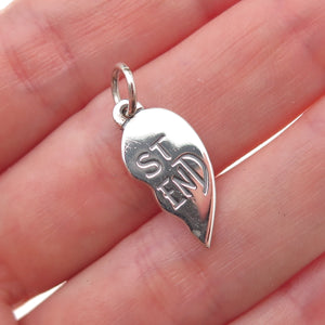 James Avery 925 Sterling Silver Vintage Best Friend Half Heart Charm Pendant