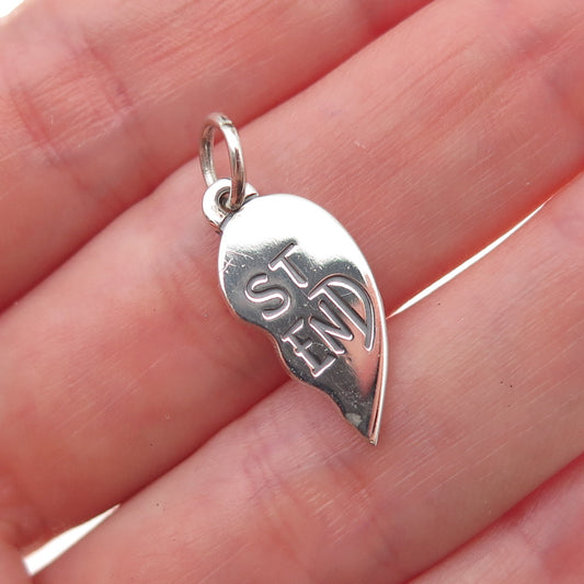 James Avery 925 Sterling Silver Vintage Best Friend Half Heart Charm Pendant