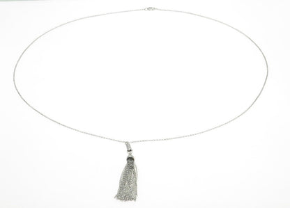 925 Sterling Silver Tassel Rolo Chain Necklace 28"