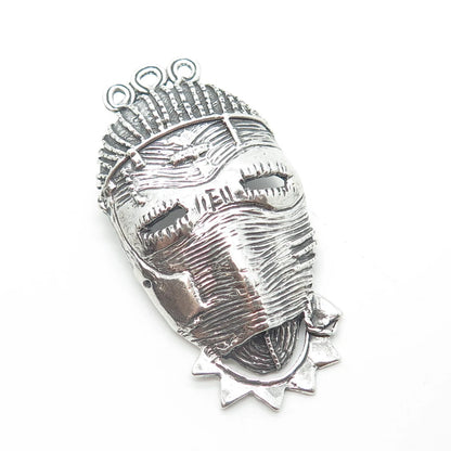 925 Sterling Silver Vintage Reproduction Tribal Face Mask Slide Pendant