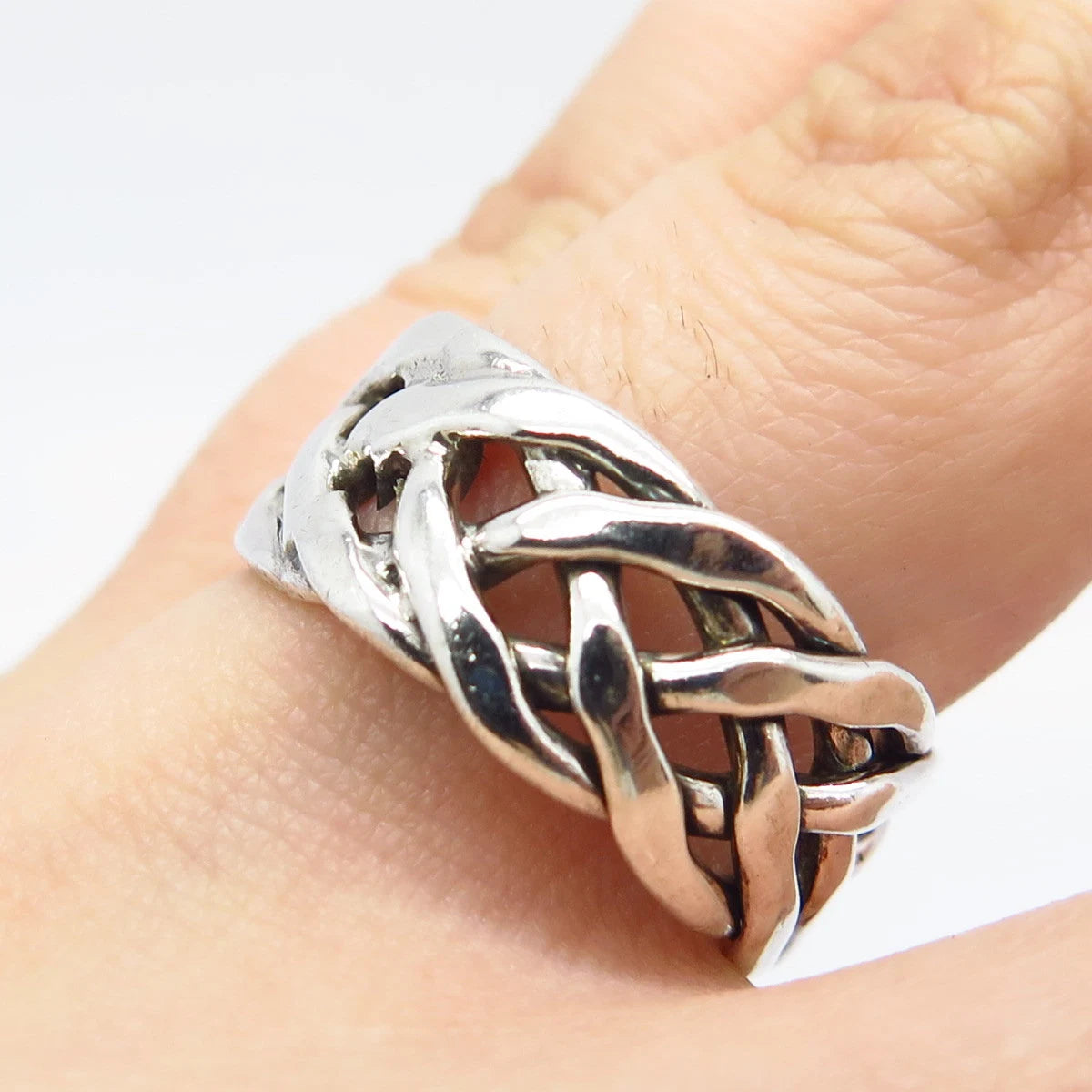 925 Sterling Silver Vintage Celtic Band Ring Size 7.25