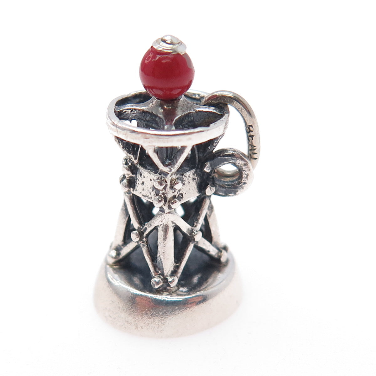 BEAU Sterling Silver Antique Art Deco Enamel Lighthouse Mini 3D Charm Pendant