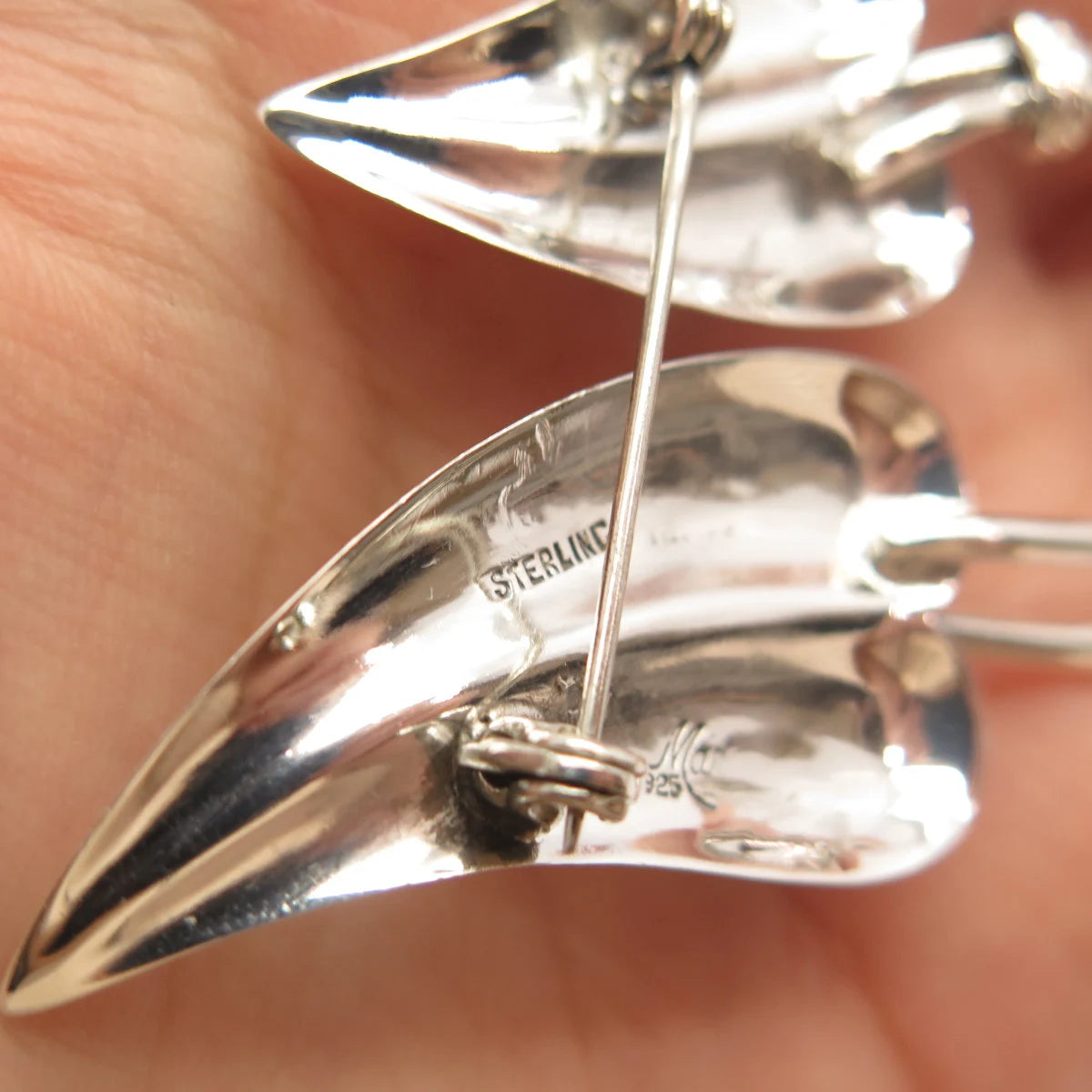 925 Sterling Silver Vintage Mexico Maricela Ysidro Garcia Leaf Pin Brooch