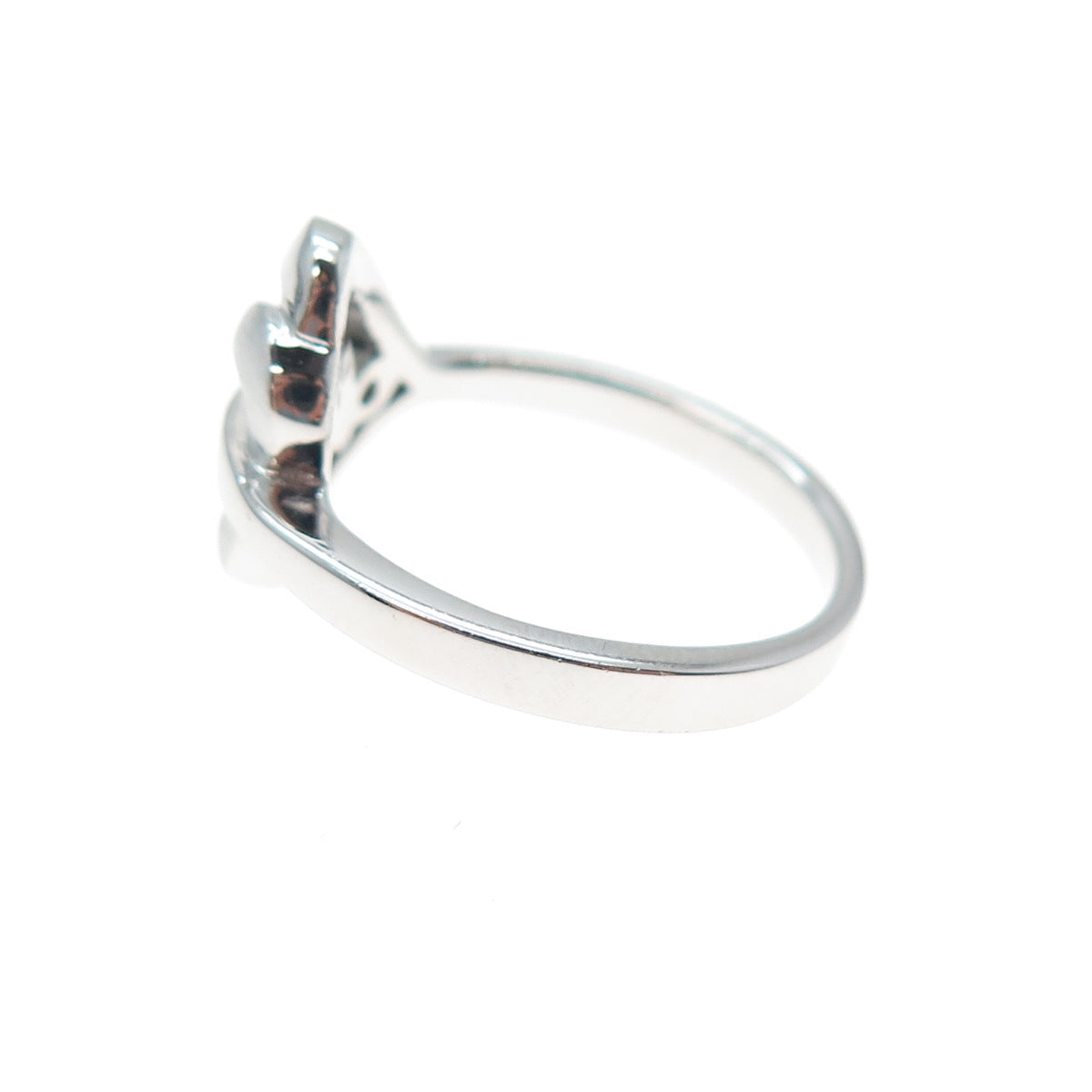 925 Sterling Silver Round-Cut C Z Modernist Heart Ring Size 7.25