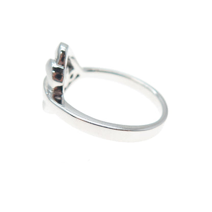 925 Sterling Silver Round-Cut C Z Modernist Heart Ring Size 7.25