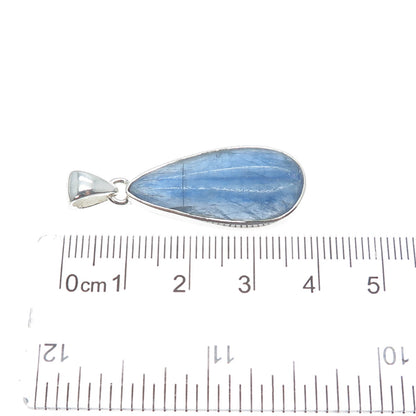 925 Sterling Silver Vintage Real Kyanite Modernist Teardrop Pendant