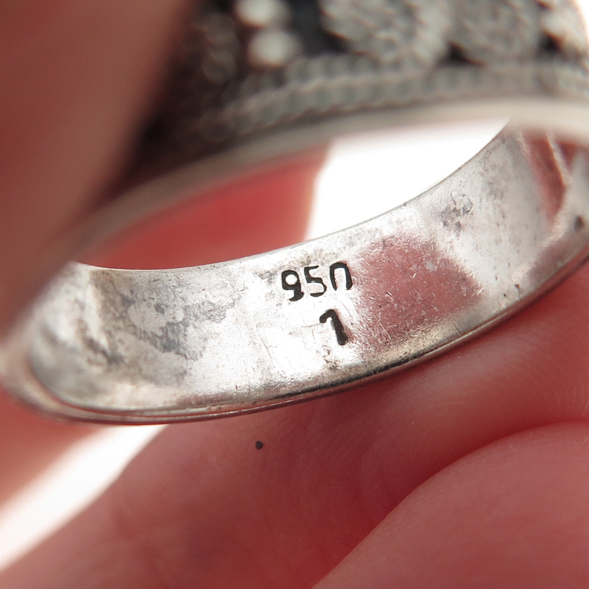 950 Silver Vintage Spiral Filigree Oxidized Band Ring Size 8.25