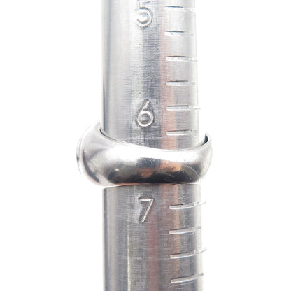 925 Sterling Silver Vintage Modernist Cage Dome Oxidized Ring Size 6.75