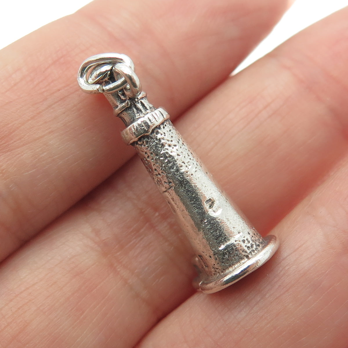 925 Sterling Silver Vintage Lighthouse 3D Charm Pendant