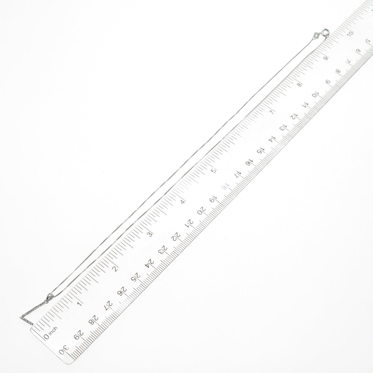 925 Sterling Silver Round-Cut C Z Letter L Initial Box Chain Necklace 18"