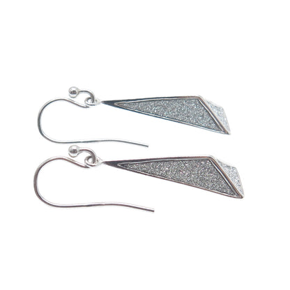 925 Sterling Silver Diamond-Illusion Pyramid Dangle Earrings