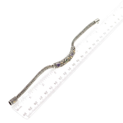 BJC Samuel Benham 925 Sterling 18K Gold Vintage Real Multi-Gem Bracelet 7.25"