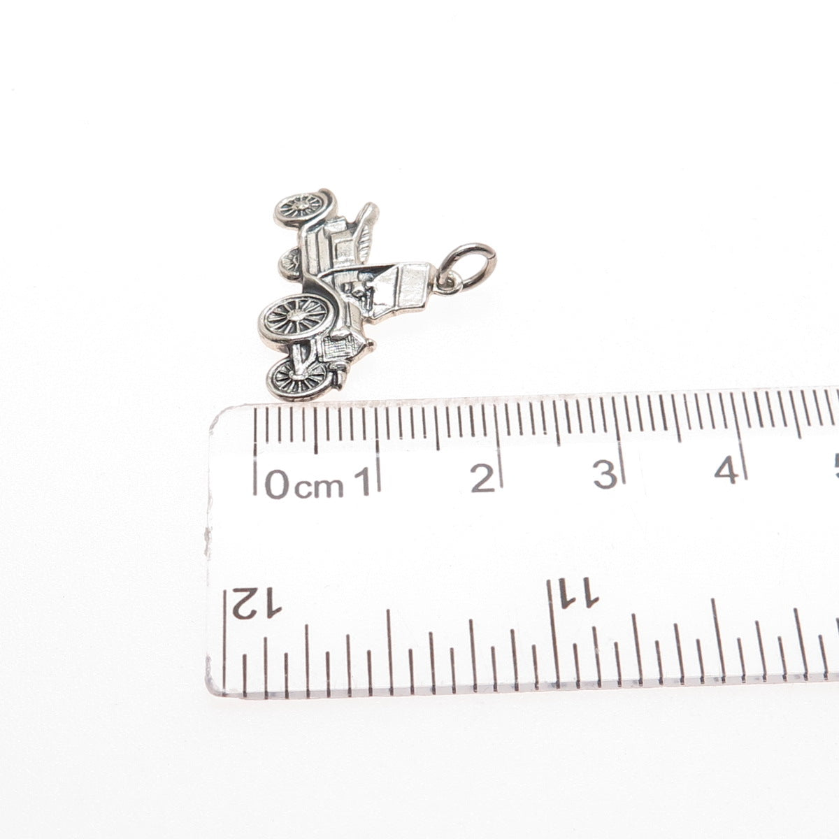 925 Sterling Silver Vintage Retro Car Oxidized Charm Pendant