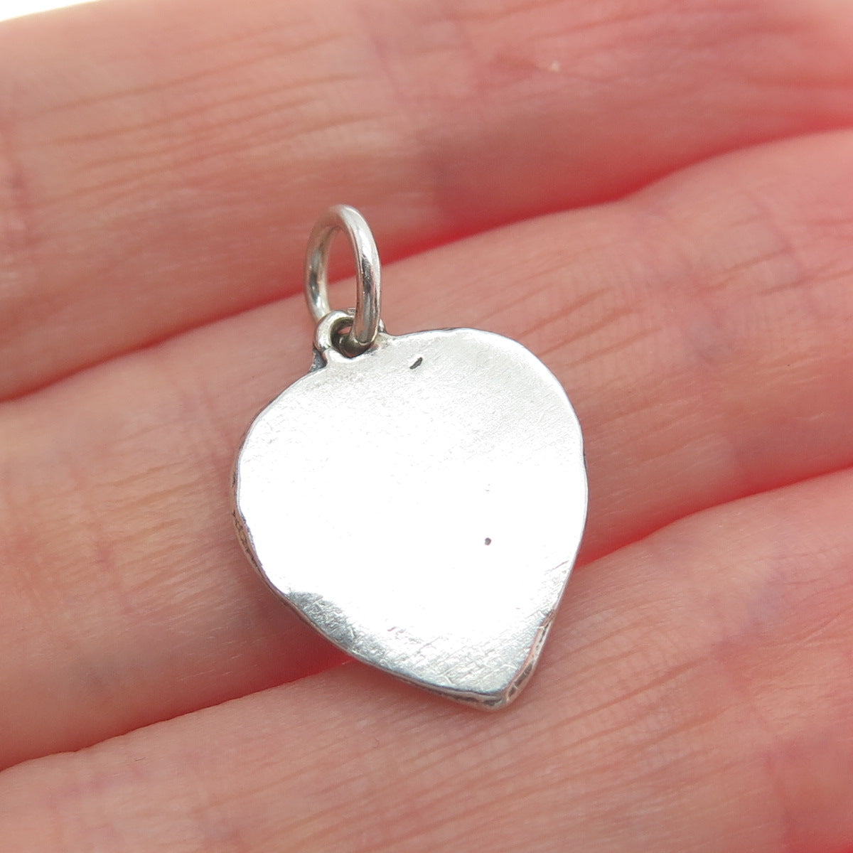 925 Sterling Silver Vintage Handshake Heart Oxidized Minimalist Charm Pendant