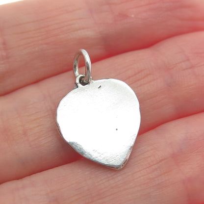 925 Sterling Silver Vintage Handshake Heart Oxidized Minimalist Charm Pendant