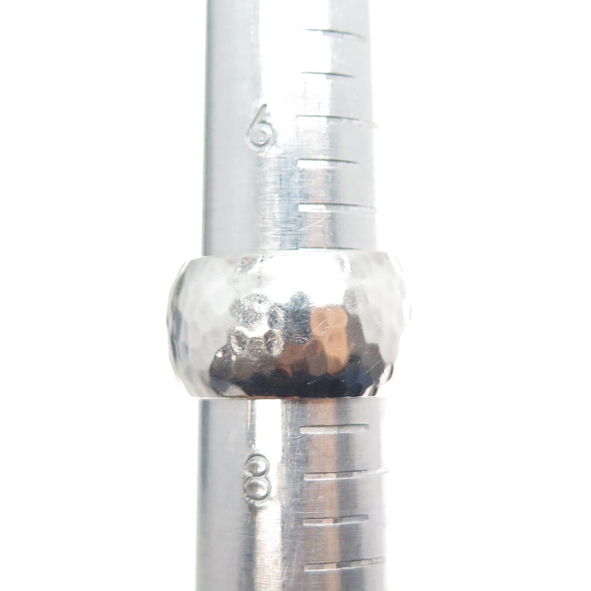 925 Sterling Silver Vintage Real Peacock Turquoise Hammered Finish Ring Size 7.5