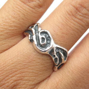 925 Sterling Silver Vintage Modernist Band Ring Size 8.5