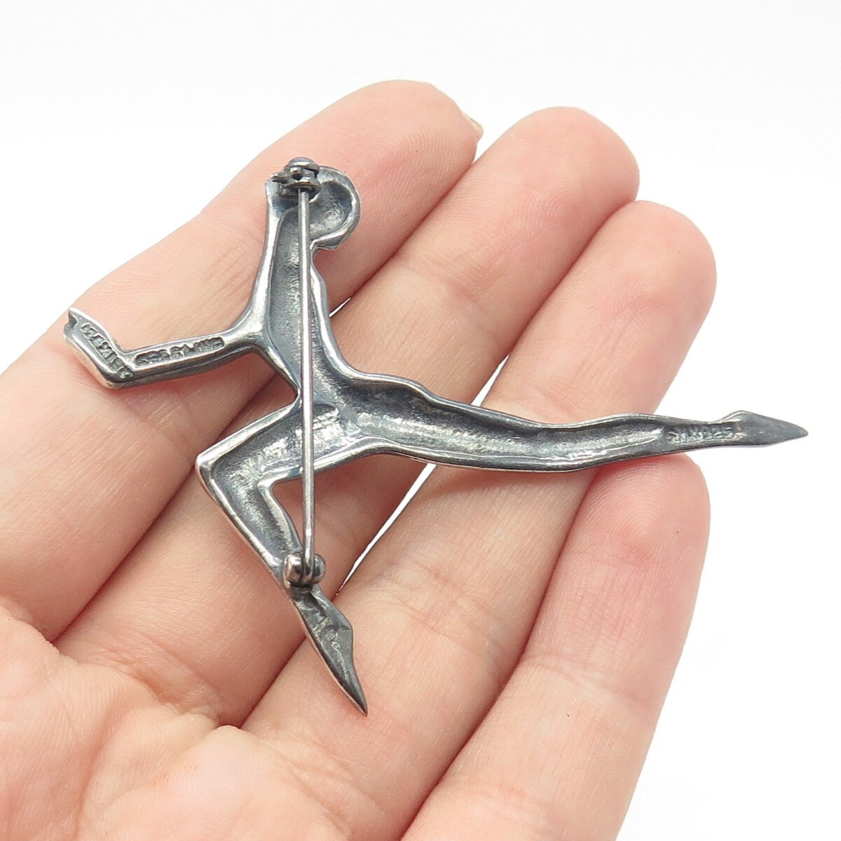 925 Sterling Silver Vintage Mexico Nude Woman Silhouette Pin Brooch