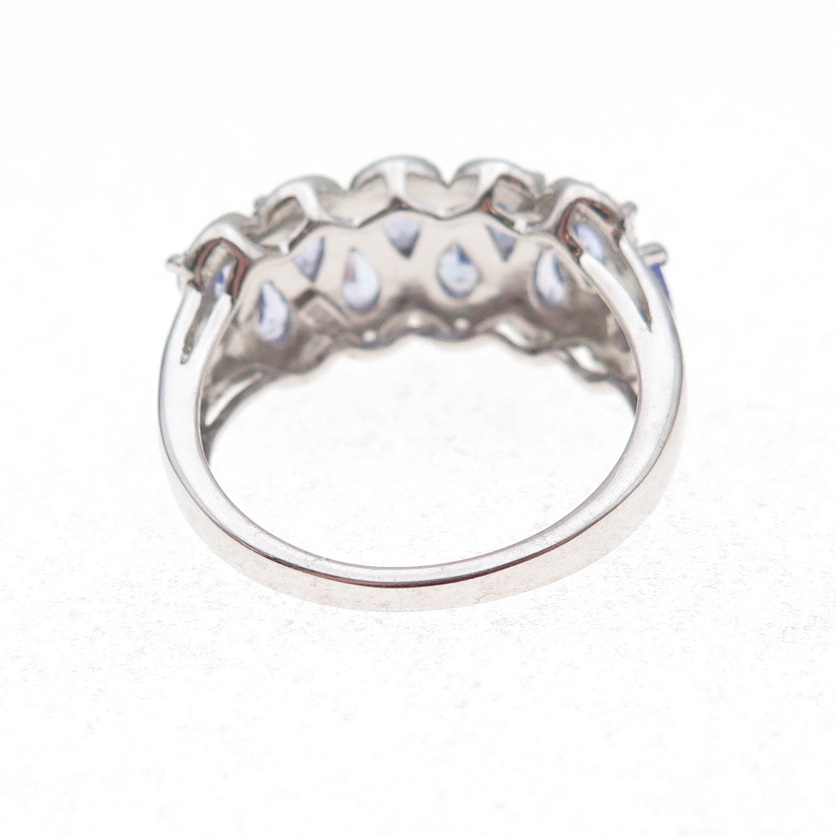 925 Sterling Silver Real Tanzanite & White Topaz Ring Size 8
