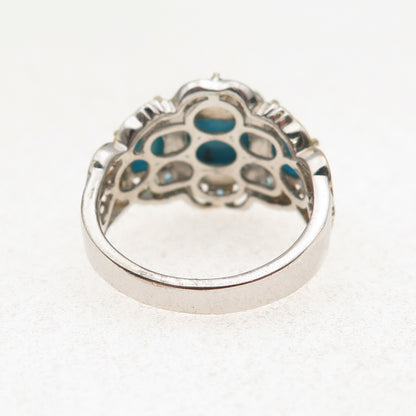 Chuck Clemency 925 Sterling Silver 2-Tone Real Turquoise Apatite Ring Size 8.25