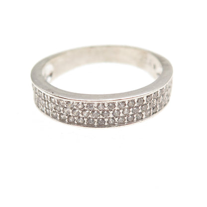 925 Sterling Silver Round-Cut C Z Half Eternity Band Ring Size 6.75