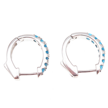925 Sterling Silver Real Round-Cut Apatite Hoop Earrings