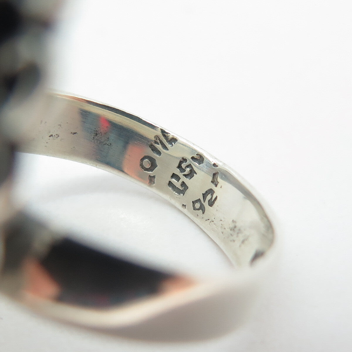 925 Sterling Silver Vintage Mexico Real Aventurine Modernist Ring Size 5.75