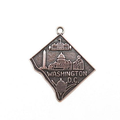 Elco 925 Sterling Silver Vintage Wtshighton DC Oxidized Charm Pendant