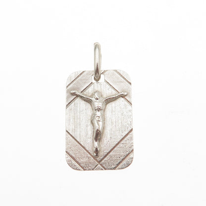 925 Sterling Silver Vintage Italy Jesus Tag Charm Pendant